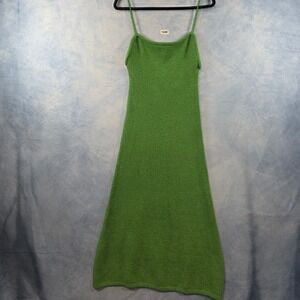 Showpo Green Metallic Knit Midi Dress Spaghetti Strap Scoop Back Womens Size 4